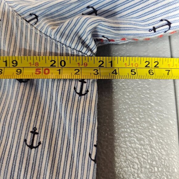Hatley Womens L Cotton Pinstriped Anchor Button Up Shirt Dress with Pockets - Picture 7 of 8